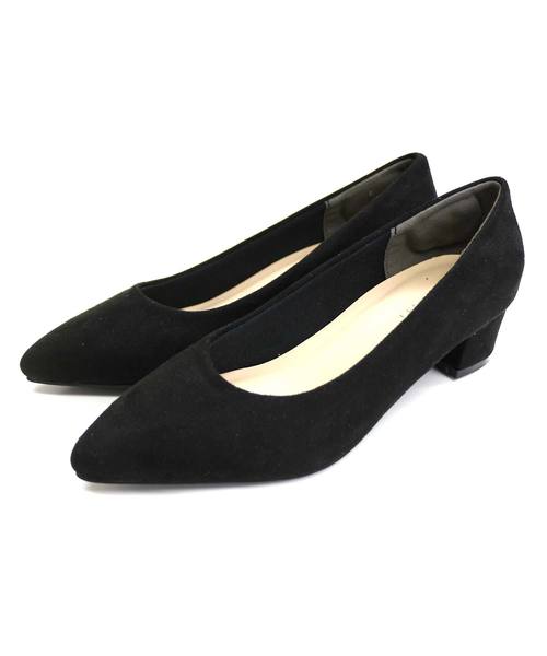 AmiAmi（アミアミ）の「チャンキーヒールポインテッドパンプス（パンプス・レディース・ブラック/パープル/ネイビー/ブラウン/カーキ/ブラック系その他/ブラウン系その他/レオパード/グレイッシュベージュ/パイソン/モカ/ベージュ系その他/オレンジ系その他/シルバー系その他/アッシュグレー・LL/S/M/L）」の2枚目の写真