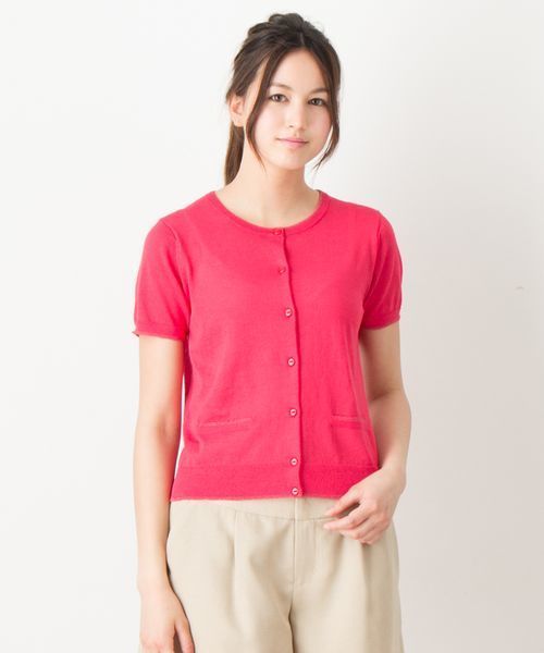 VIS（ビス）の「【ICE CUTE(R)】半袖カーディガン（カーディガン/ボレロ・レディース・ブラック/ホワイト系その他/クリーム/レッド/サンドベージュ/グリーン・MEDIUM）」の6枚目の写真