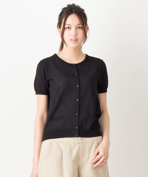 VIS（ビス）の「【ICE CUTE(R)】半袖カーディガン（カーディガン/ボレロ・レディース・ブラック/ホワイト系その他/クリーム/レッド/サンドベージュ/グリーン・MEDIUM）」の3枚目の写真