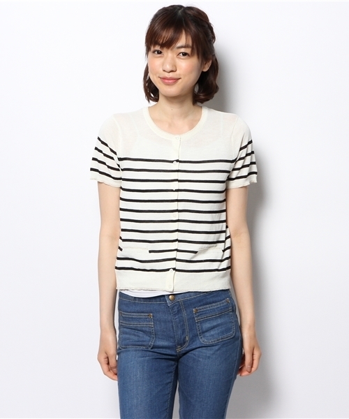 VIS（ビス）の「【ICE CUTE(R)】半袖カーディガン（カーディガン/ボレロ・レディース・ブラック/ホワイト系その他/クリーム/レッド/サンドベージュ/グリーン・MEDIUM）」の14枚目の写真