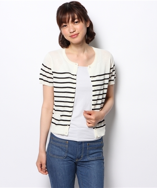 VIS（ビス）の「【ICE CUTE(R)】半袖カーディガン（カーディガン/ボレロ・レディース・ブラック/ホワイト系その他/クリーム/レッド/サンドベージュ/グリーン・MEDIUM）」の9枚目の写真