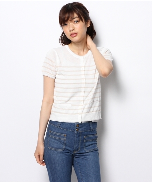 VIS（ビス）の「【ICE CUTE(R)】半袖カーディガン（カーディガン/ボレロ・レディース・ブラック/ホワイト系その他/クリーム/レッド/サンドベージュ/グリーン・MEDIUM）」の7枚目の写真