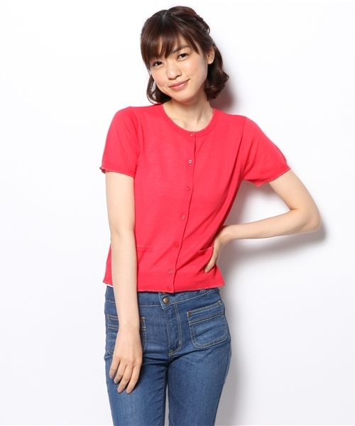 VIS（ビス）の「【ICE CUTE(R)】半袖カーディガン（カーディガン/ボレロ・レディース・ブラック/ホワイト系その他/クリーム/レッド/サンドベージュ/グリーン・MEDIUM）」の8枚目の写真