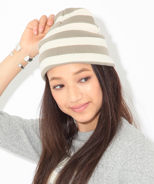 BEAMS BOY(ビームスボーイ)の「◎BEAMS BOY / ボーダー ワッチキャップ(ニットキャップ/ビーニー・レディース・ブラック/ネイビー/オフホワイト・ONE SIZE)」の2枚目の写真