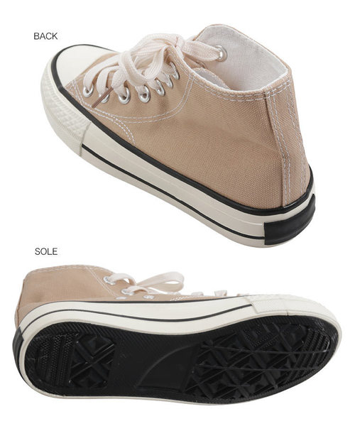 KOBE LETTUCE（コウベレタス）の「ハイカットキャンバススニーカー（スニーカー・レディース・ホワイト/ブラック/ベージュ/アイボリー/レオパード・LL/S/M/L）」の9枚目の写真