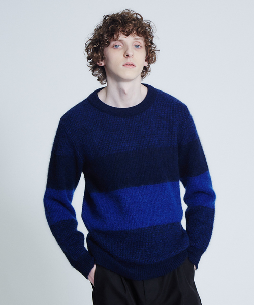 ABAHOUSE（アバハウス）の「モヘヤ混パネルクルーネック（ニット/セーター・メンズ・ネイビー/グレー/モカ・44/46/48）」の16枚目の写真