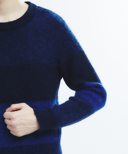 ABAHOUSE（アバハウス）の「モヘヤ混パネルクルーネック（ニット/セーター・メンズ・ネイビー/グレー/モカ・44/46/48）」の12枚目の写真