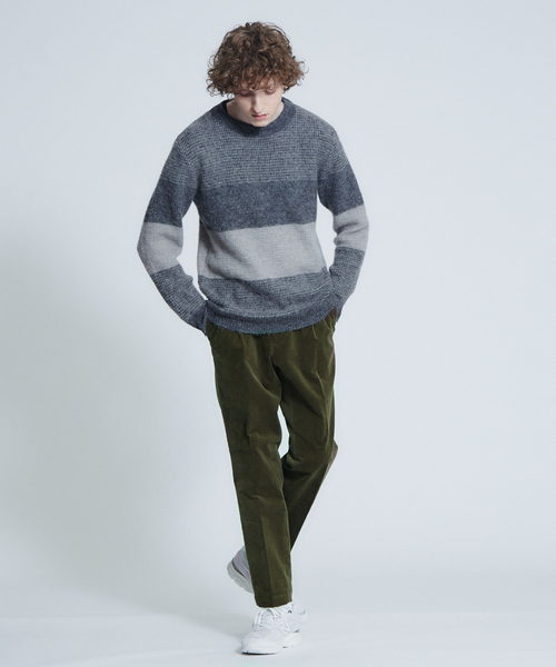 ABAHOUSE（アバハウス）の「モヘヤ混パネルクルーネック（ニット/セーター・メンズ・ネイビー/グレー/モカ・44/46/48）」の7枚目の写真