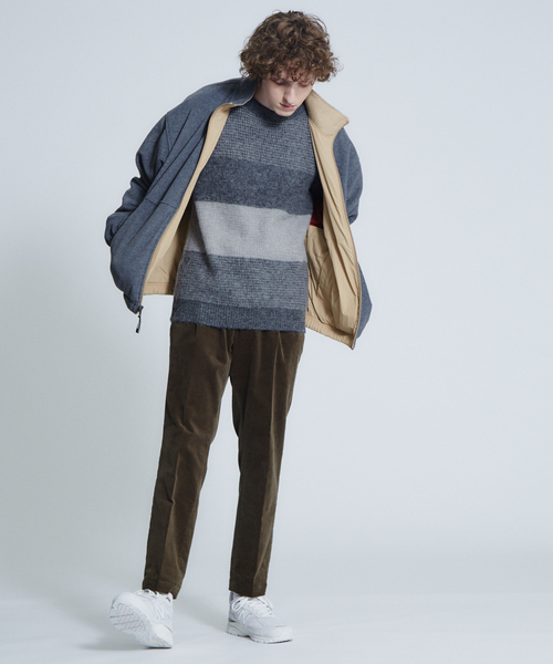 ABAHOUSE（アバハウス）の「モヘヤ混パネルクルーネック（ニット/セーター・メンズ・ネイビー/グレー/モカ・44/46/48）」の6枚目の写真