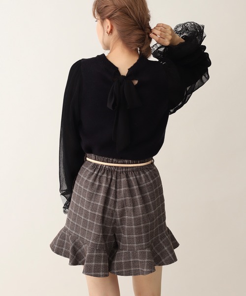 one after another NICE CLAUP（ワンアフターアナザーナイスクラップ）の「ベルト付きミニフレアショートパンツ（その他パンツ・レディース・ブラック/モカ/レオパード/チェック/ブラック系その他・FREE）」の9枚目の写真