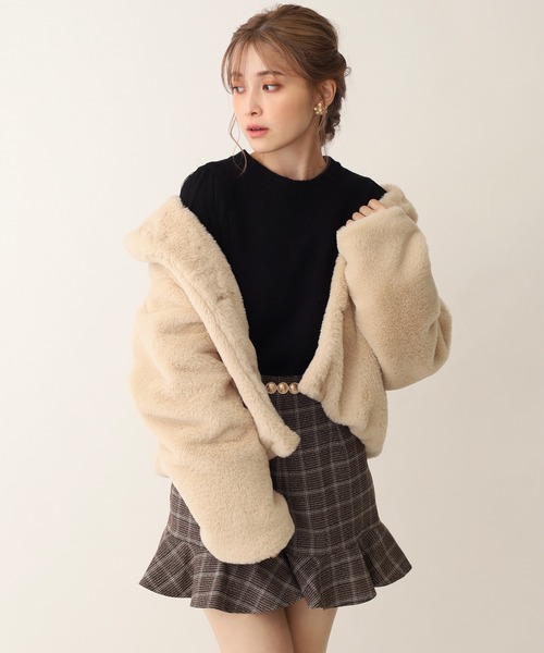 one after another NICE CLAUP（ワンアフターアナザーナイスクラップ）の「ベルト付きミニフレアショートパンツ（その他パンツ・レディース・ブラック/モカ/レオパード/チェック/ブラック系その他・FREE）」の8枚目の写真