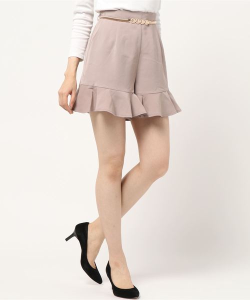 one after another NICE CLAUP（ワンアフターアナザーナイスクラップ）の「ベルト付きミニフレアショートパンツ（その他パンツ・レディース・ブラック/モカ/レオパード/チェック/ブラック系その他・FREE）」の14枚目の写真