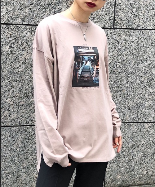 PAGEBOY（ページボーイ）の「アンティークフォトロンTEE（Tシャツ/カットソー・レディース・チャコールグレー/ベージュ/オフホワイト・FREE）」の3枚目の写真