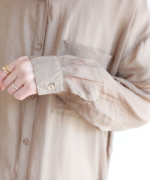 andme（アンドミー）の「レーヨンナイロンシアー長袖シャツワンピース（シャツワンピース・レディース・ブラック/グレー系その他/ベージュ/ダークベージュ/アイボリー・M）」の21枚目の写真