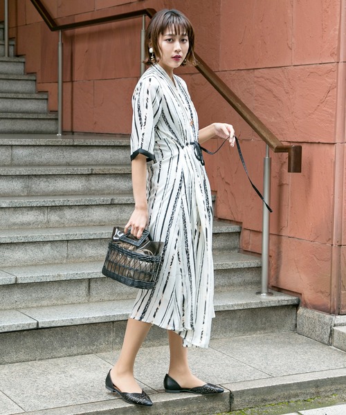 Web限定style4 Carats ミリオンカラッツ のファッション セール ワンピース ドレス Million ワンピース ストライプタック ワンピース ワンピース Million