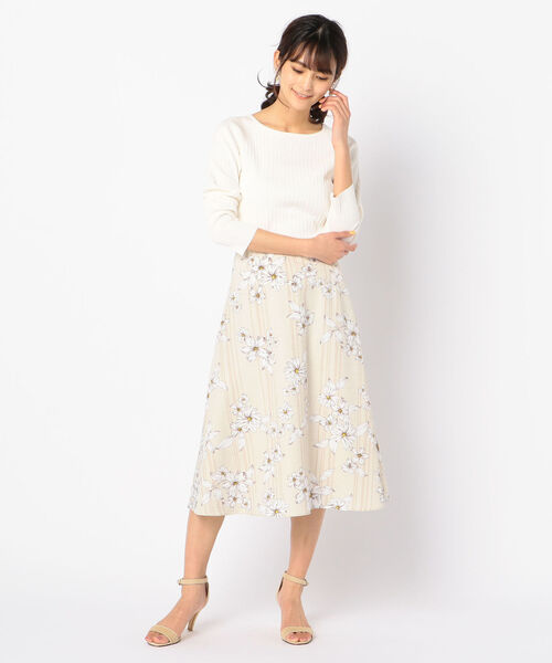 NOLLEY’S(ノーリーズ)の「フラワーストライプフレアスカート(スカート・レディース・ベージュ系その他3・38/36)」の13枚目の写真