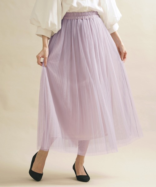 rps（アールピーエス）の「チュール消しプリーツスカート（スカート・レディース・ライトグレー/ブラック/アイボリー/ラベンダー・M）」の4枚目の写真