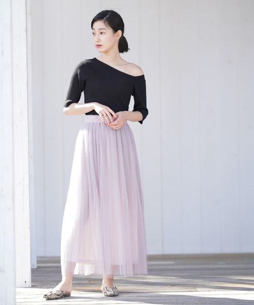 rps（アールピーエス）の「チュール消しプリーツスカート（スカート・レディース・ライトグレー/ブラック/アイボリー/ラベンダー・M）」の9枚目の写真