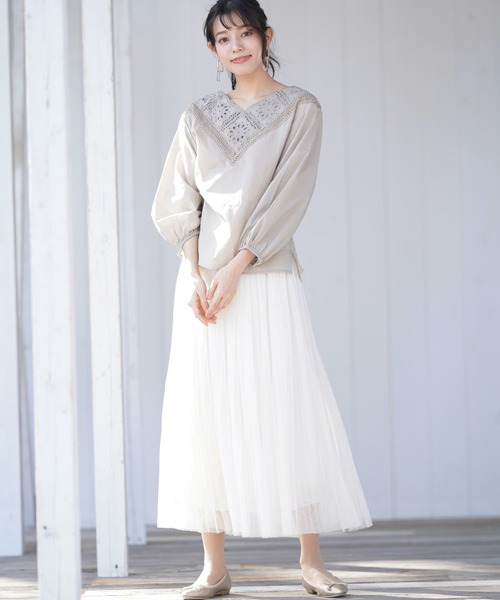 rps（アールピーエス）の「チュール消しプリーツスカート（スカート・レディース・ライトグレー/ブラック/アイボリー/ラベンダー・M）」の6枚目の写真