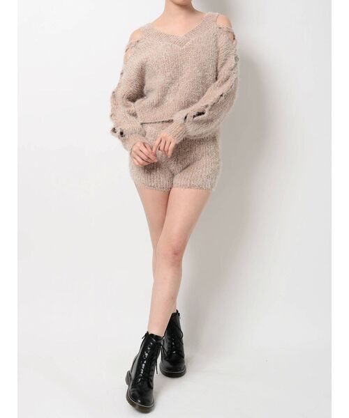 GYDA（ジェイダ）の「アームレースアップシャギーニット トップス（ニット/セーター・レディース・チャコールグレー/オレンジ/ベージュ・FREE）」の15枚目の写真