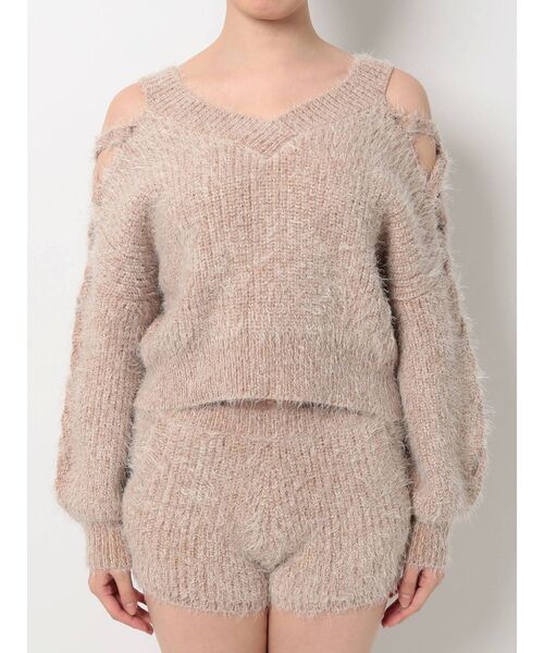 GYDA（ジェイダ）の「アームレースアップシャギーニット トップス（ニット/セーター・レディース・チャコールグレー/オレンジ/ベージュ・FREE）」の16枚目の写真