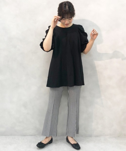 one after another NICE CLAUP（ワンアフターアナザーナイスクラップ）の「袖ギャザーチュニック（ワンピース・レディース・オフホワイト/ブラック/ブラック系その他/ベージュ系その他・FREE）」の15枚目の写真