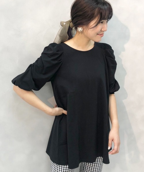 one after another NICE CLAUP（ワンアフターアナザーナイスクラップ）の「袖ギャザーチュニック（ワンピース・レディース・オフホワイト/ブラック/ブラック系その他/ベージュ系その他・FREE）」の16枚目の写真