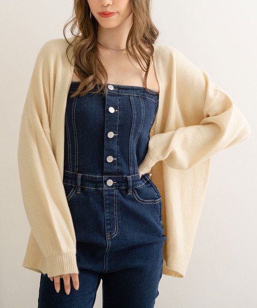 Newlyme（ニューリーミー）の「もちもちオーバーサイズカーディガン（カーディガン/ボレロ・レディース・ホワイト/ブラック/ベージュ/パープル/ブラウン/ピンク/グリーン/ボルドー・MEDIUM/LARGE）」の4枚目の写真