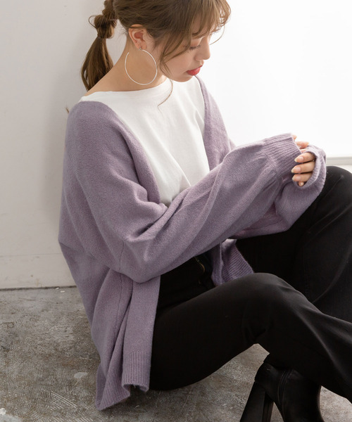 Newlyme（ニューリーミー）の「もちもちオーバーサイズカーディガン（カーディガン/ボレロ・レディース・ホワイト/ブラック/ベージュ/パープル/ブラウン/ピンク/グリーン/ボルドー・MEDIUM/LARGE）」の6枚目の写真