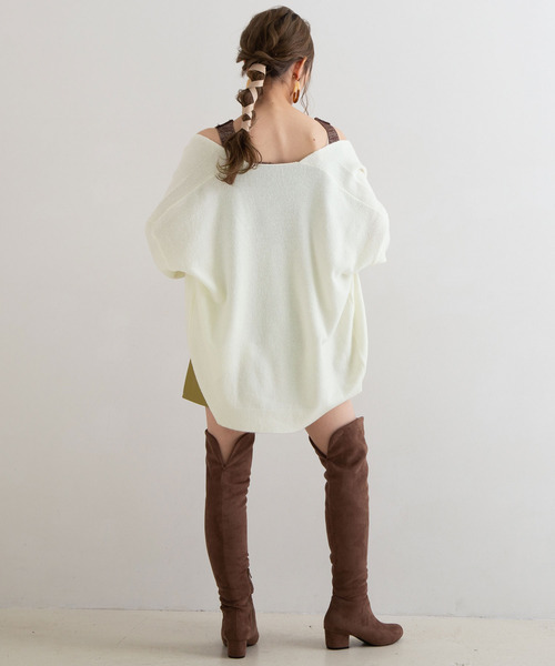 Newlyme（ニューリーミー）の「もちもちオーバーサイズカーディガン（カーディガン/ボレロ・レディース・ホワイト/ブラック/ベージュ/パープル/ブラウン/ピンク/グリーン/ボルドー・MEDIUM/LARGE）」の12枚目の写真