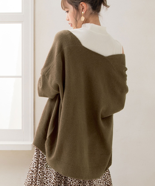 Newlyme（ニューリーミー）の「もちもちオーバーサイズカーディガン（カーディガン/ボレロ・レディース・ホワイト/ブラック/ベージュ/パープル/ブラウン/ピンク/グリーン/ボルドー・MEDIUM/LARGE）」の13枚目の写真