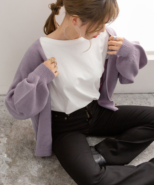 Newlyme（ニューリーミー）の「もちもちオーバーサイズカーディガン（カーディガン/ボレロ・レディース・ホワイト/ブラック/ベージュ/パープル/ブラウン/ピンク/グリーン/ボルドー・MEDIUM/LARGE）」の15枚目の写真