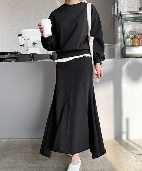 ANEW 　春色トレーナー　スカート　セットアップ スウェットトレーナー＋スカート セットアップ｜デート服 おうち