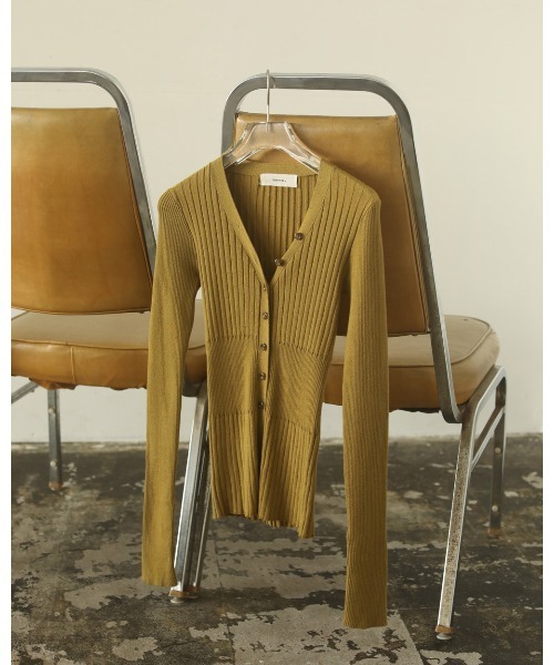 todayful ニットカーディガン　オリーブ TODAYFUL（トゥデイフル）の「リブニットカーディガン