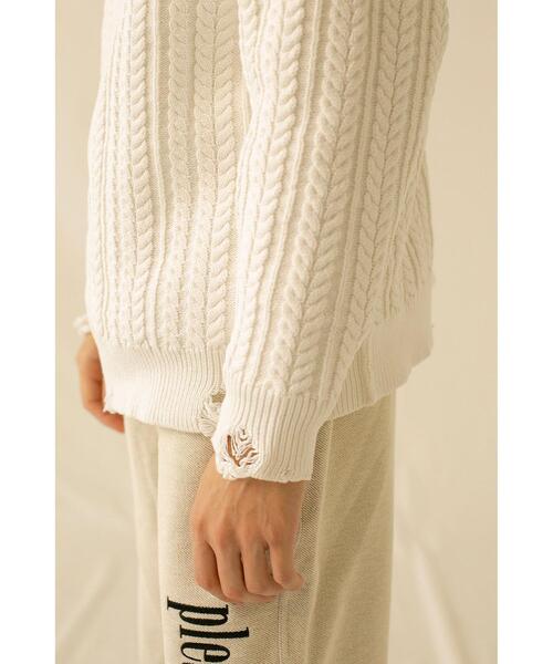 MONKEY TIME（モンキータイム）の「＜monkey time＞ COTTON CABLE DISTRESSED CN/ニット（ニット/セーター・メンズ・ブラック/ホワイト/ライトブルー・M/S/L）」の21枚目の写真
