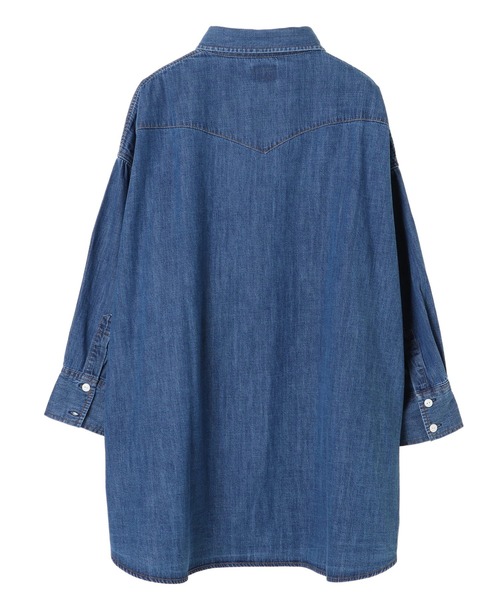 Green　Parks（グリーンパークス）の「WR　ビッグシャツチュニック＊（シャツ/ブラウス・レディース・オフホワイト/インディゴブルー/ワンウォッシュ・FREE）」の10枚目の写真