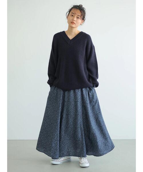 AMERICAN HOLIC（アメリカンホリック）の「Vネック片畦ニットプルオーバー（ニット/セーター・レディース・ネイビー/ライトグリーン/ライトベージュ/テラコッタ・M/L）」の14枚目の写真