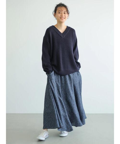 AMERICAN HOLIC（アメリカンホリック）の「Vネック片畦ニットプルオーバー（ニット/セーター・レディース・ネイビー/ライトグリーン/ライトベージュ/テラコッタ・M/L）」の13枚目の写真