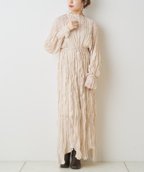 Chico（チコ）の「クリンクル2wayロングワンピース（ワンピース・レディース・ブラック/アイボリー・FREE）」の15枚目の写真