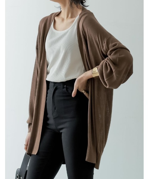 トップス Volume Sleeve Sheer Knit Cardigan Volume Sleeve Sheer Knit Cardigan