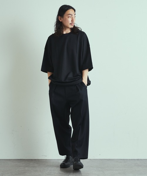 Lui's（ルイス）の「ラミー混ミラノリブビッグシルエットTシャツ（Tシャツ/カットソー・メンズ・ライトグレー/ブラック/ベージュ/ネイビー/ブルー・FREE）」の6枚目の写真