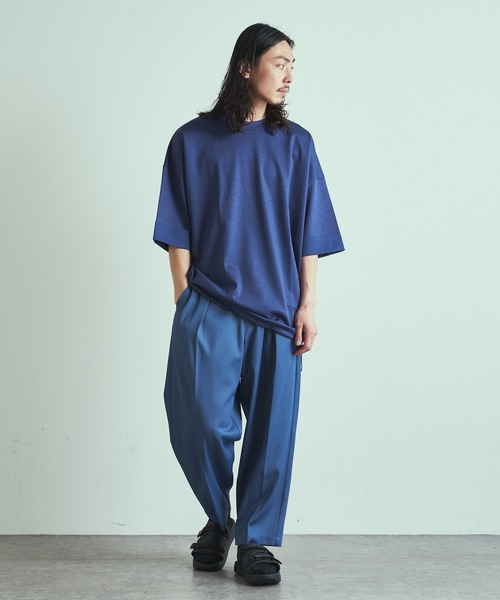 Lui's（ルイス）の「ラミー混ミラノリブビッグシルエットTシャツ（Tシャツ/カットソー・メンズ・ライトグレー/ブラック/ベージュ/ネイビー/ブルー・FREE）」の14枚目の写真