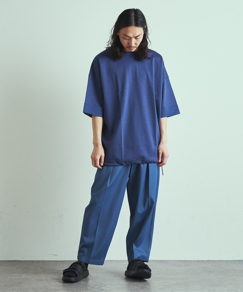 Lui's（ルイス）の「ラミー混ミラノリブビッグシルエットTシャツ（Tシャツ/カットソー・メンズ・ライトグレー/ブラック/ベージュ/ネイビー/ブルー・FREE）」の16枚目の写真