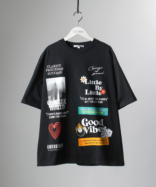 SlashDate(スラッシュデイト)の「オーバーサイズ デコレーション プリント Tシャツ(Tシャツ/カットソー・メンズ・ホワイト/ブラック/ライトグリーン・M/L)」の21枚目の写真