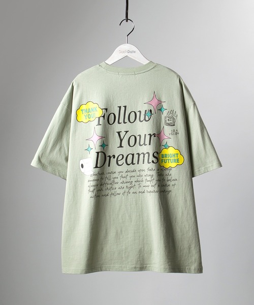 SlashDate(スラッシュデイト)の「オーバーサイズ デコレーション プリント Tシャツ(Tシャツ/カットソー・メンズ・ホワイト/ブラック/ライトグリーン・M/L)」の7枚目の写真