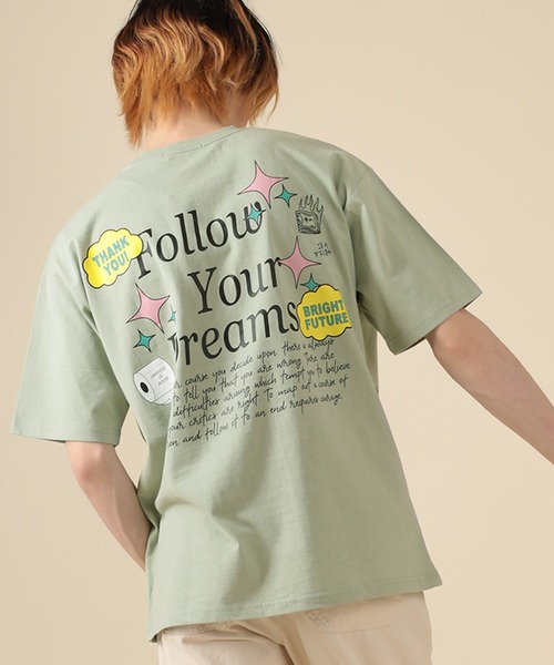 SlashDate(スラッシュデイト)の「オーバーサイズ デコレーション プリント Tシャツ(Tシャツ/カットソー・メンズ・ホワイト/ブラック/ライトグリーン・M/L)」の5枚目の写真