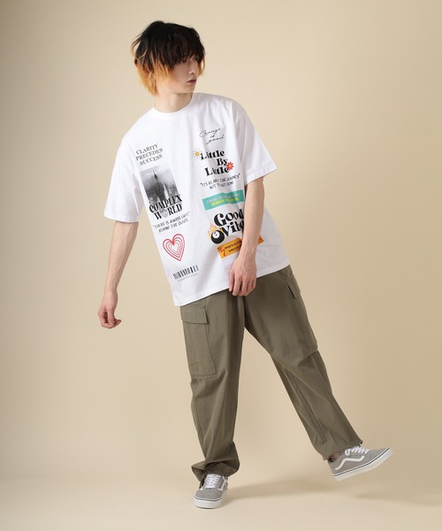 SlashDate(スラッシュデイト)の「オーバーサイズ デコレーション プリント Tシャツ(Tシャツ/カットソー・メンズ・ホワイト/ブラック/ライトグリーン・M/L)」の22枚目の写真