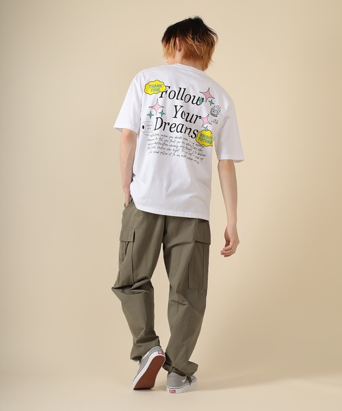 SlashDate(スラッシュデイト)の「オーバーサイズ デコレーション プリント Tシャツ(Tシャツ/カットソー・メンズ・ホワイト/ブラック/ライトグリーン・M/L)」の14枚目の写真