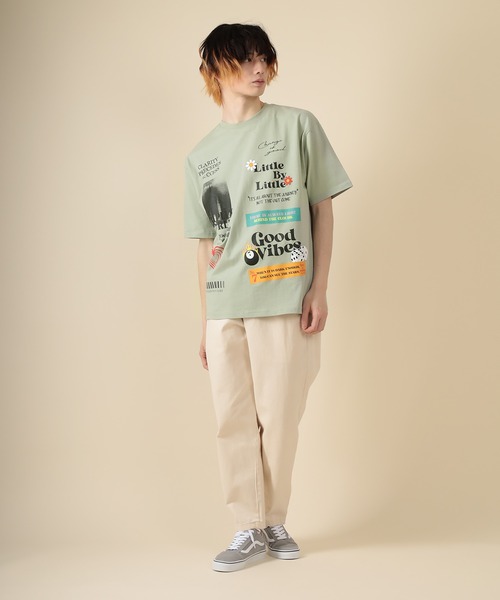 SlashDate(スラッシュデイト)の「オーバーサイズ デコレーション プリント Tシャツ(Tシャツ/カットソー・メンズ・ホワイト/ブラック/ライトグリーン・M/L)」の12枚目の写真