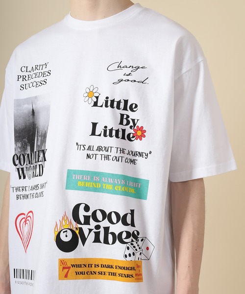 SlashDate(スラッシュデイト)の「オーバーサイズ デコレーション プリント Tシャツ(Tシャツ/カットソー・メンズ・ホワイト/ブラック/ライトグリーン・M/L)」の20枚目の写真